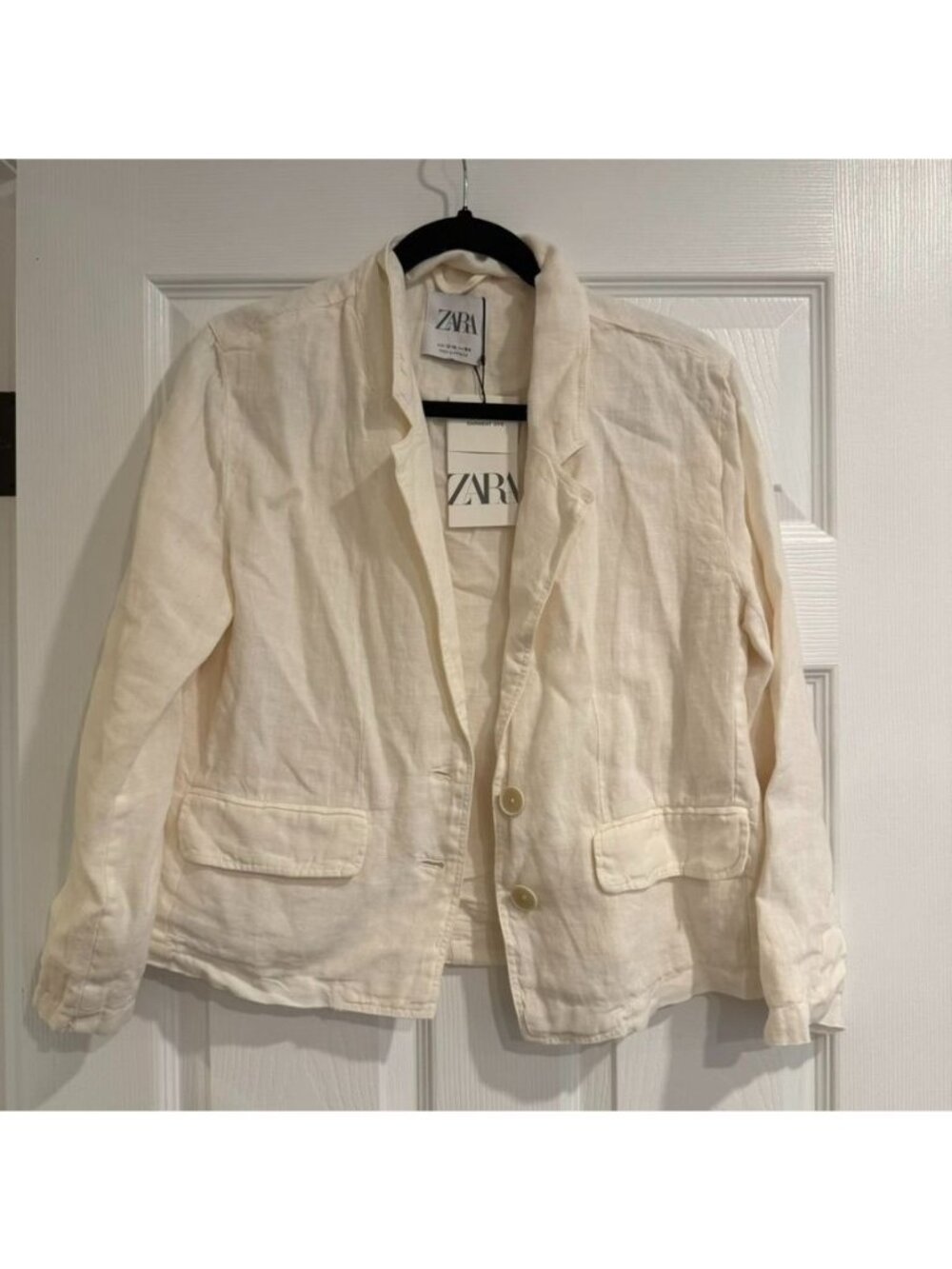 Zara Cream Linen Girl Blazer Size 13-14 NWT